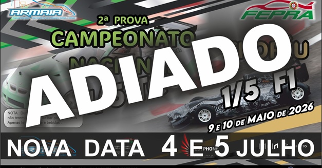 2ª. Prova do Campeonato Nacional 1/5 TC e Trofeu 1/5 F1